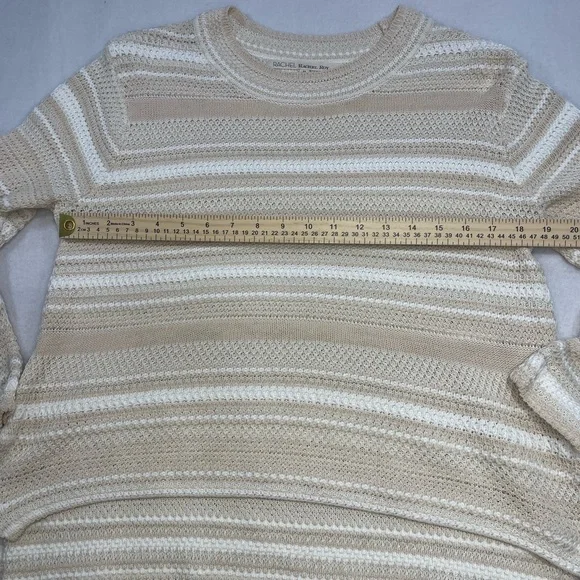 Rachel Roy Cream Stripe Knit Sweater Lightweight Boho Small - Picture 5 of 6